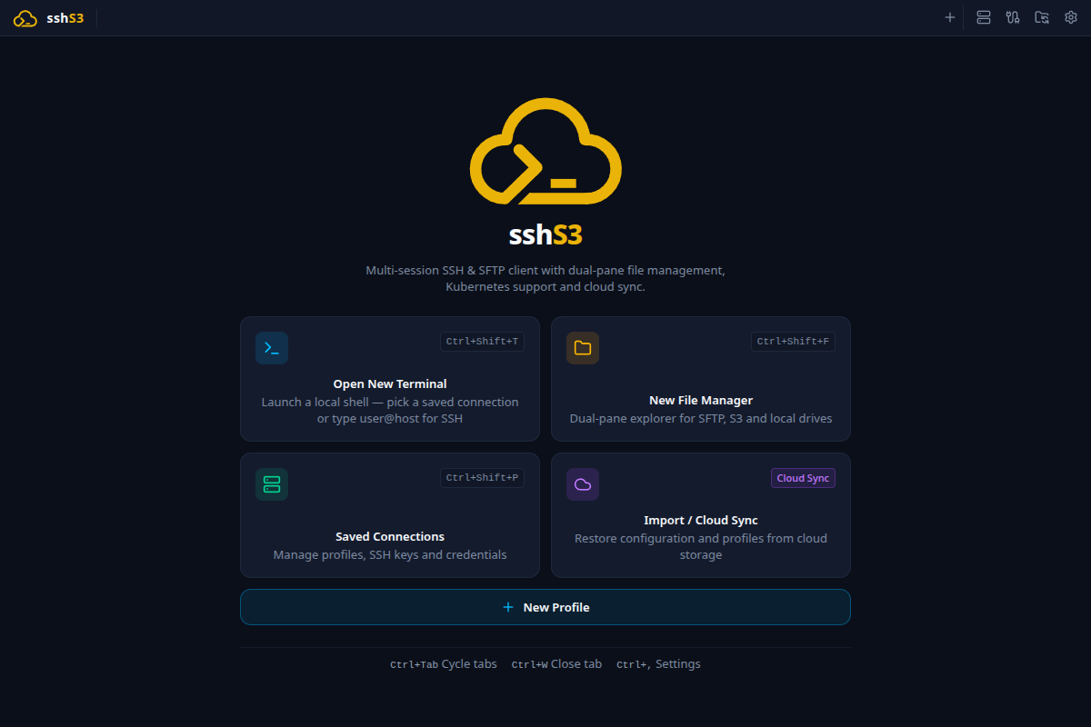sshs3 Welcome Interface