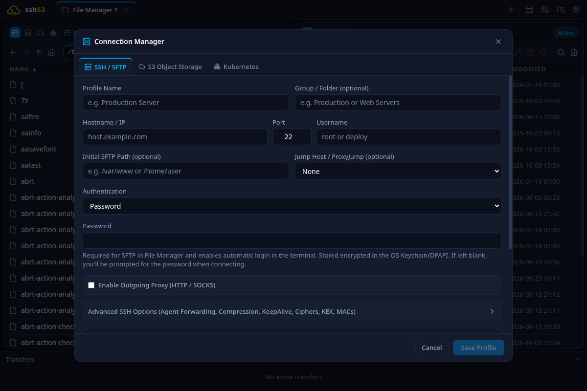 SSH Profile Form