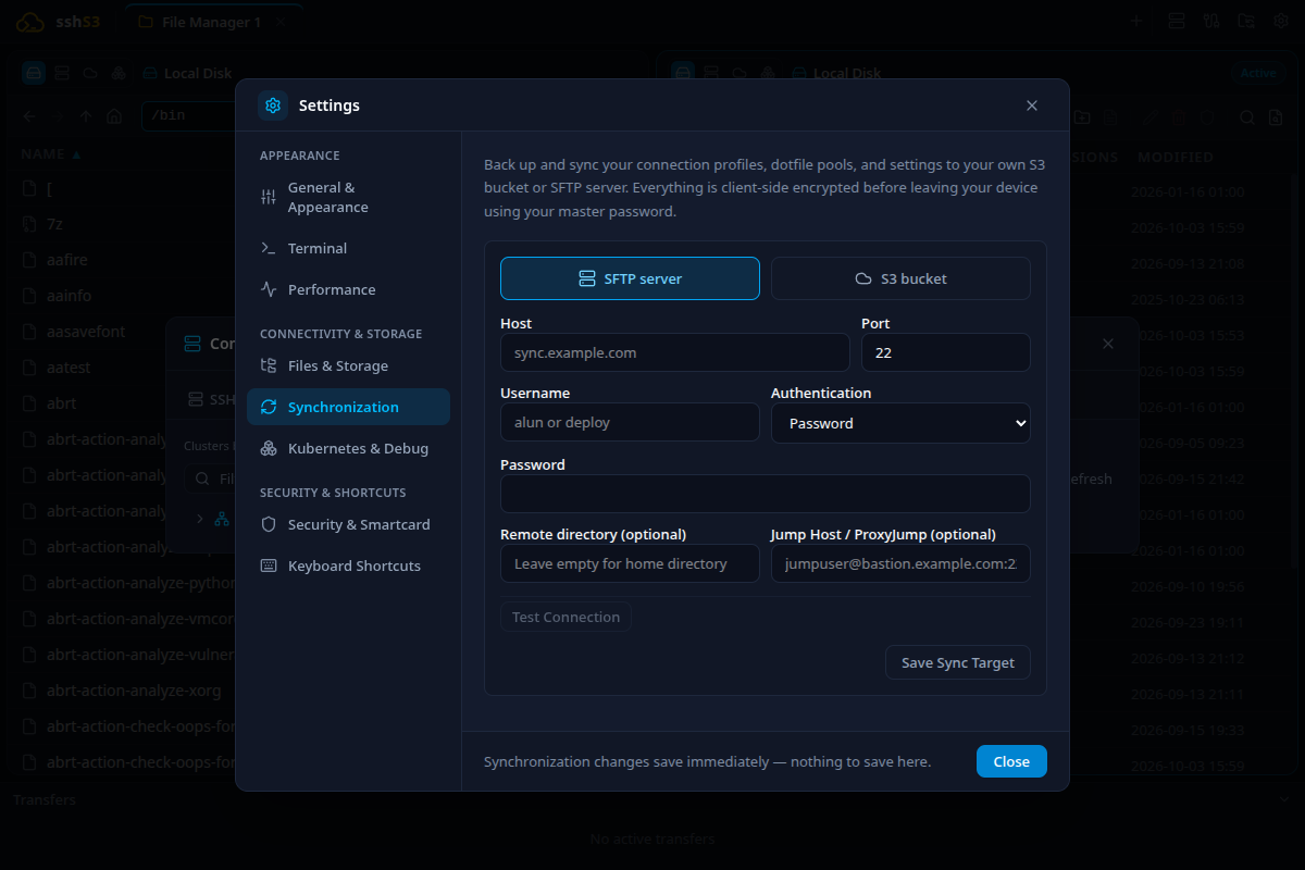 Synchronization Settings